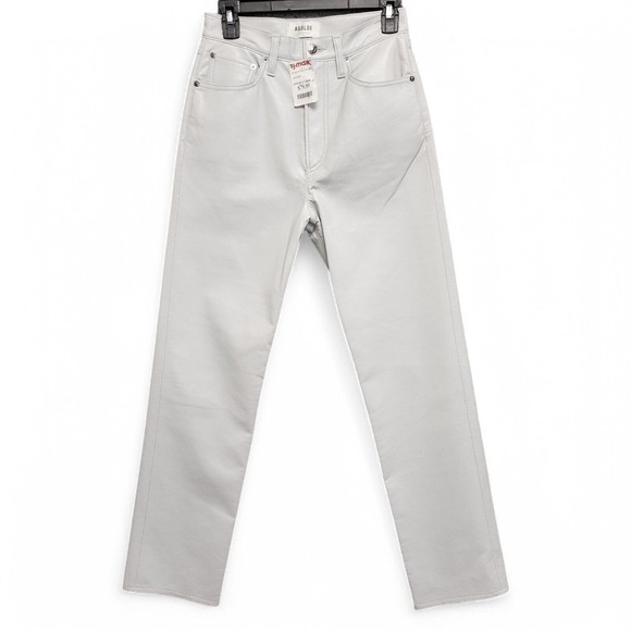 AGOLDE 90s Pinch Waist Recycled Leather Pant Size 25 High‎ Waist Light Gray NWOT - Picture 1 of 16